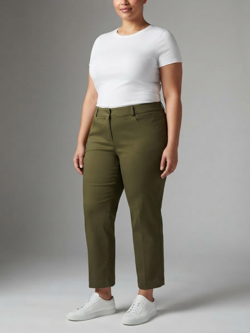 Banana Republic Olive Cropped Straight-Leg Pants